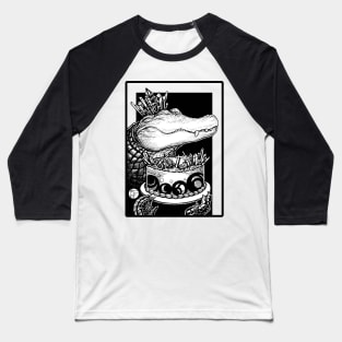 Alligator & Crystal Cake - Black Outlined Version Baseball T-Shirt